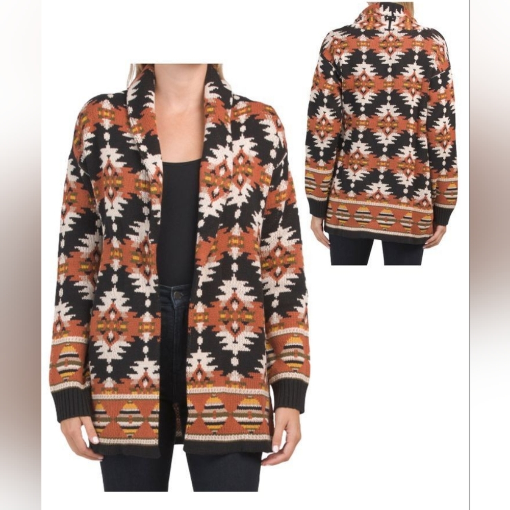 Lucky Brand Aztec Open Front Knit Cardigan Sweater - Picture 11 of 16